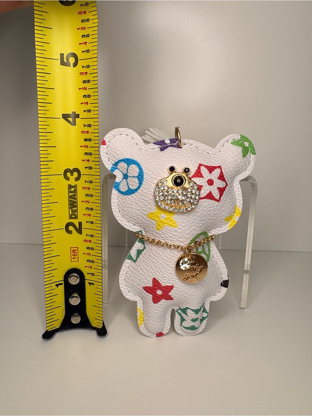Monogram White Bear Keychain Bag Charm - Picture 3 of 5